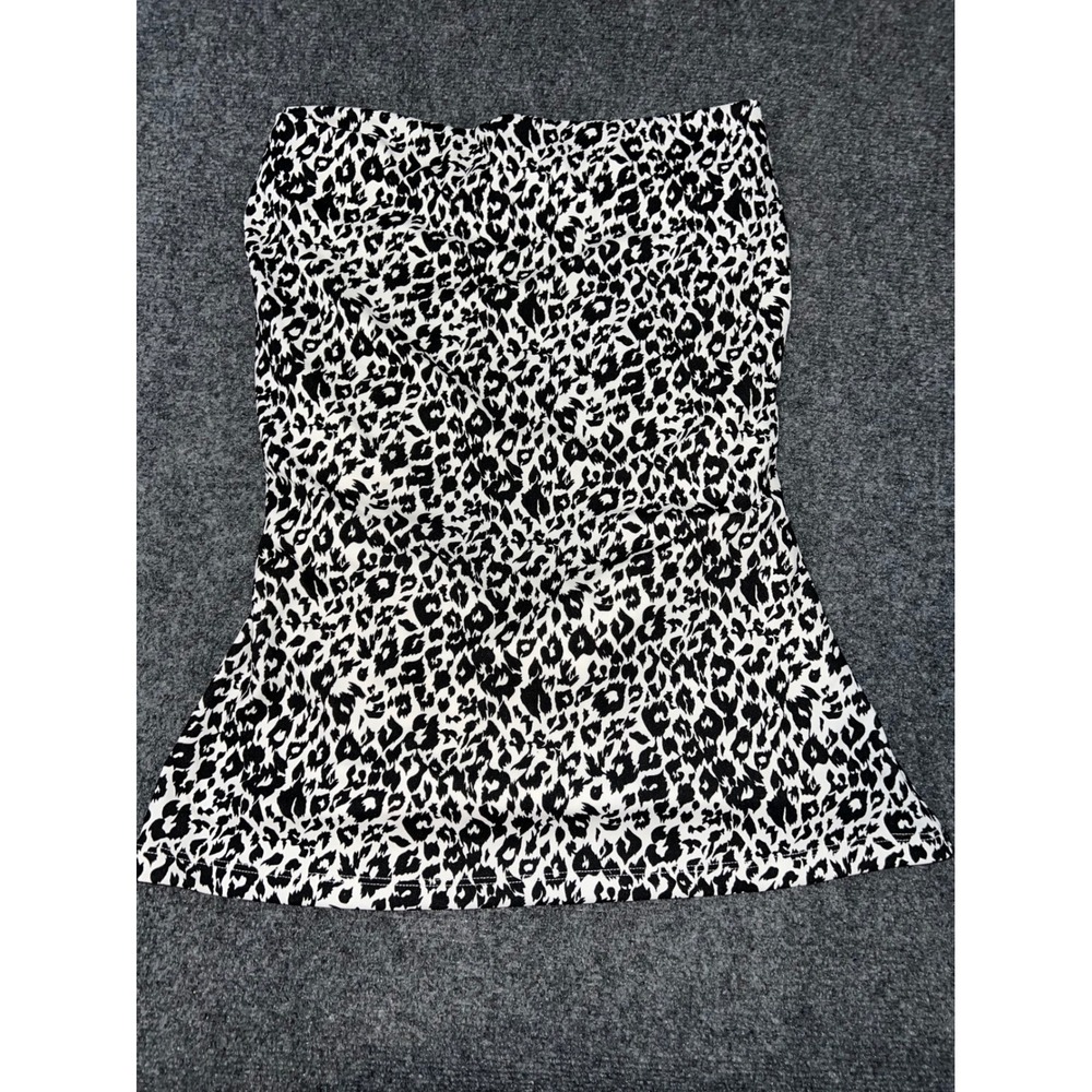 Nicole by Nicole Miller Tube Top Black White Leopard Print Shirt Large